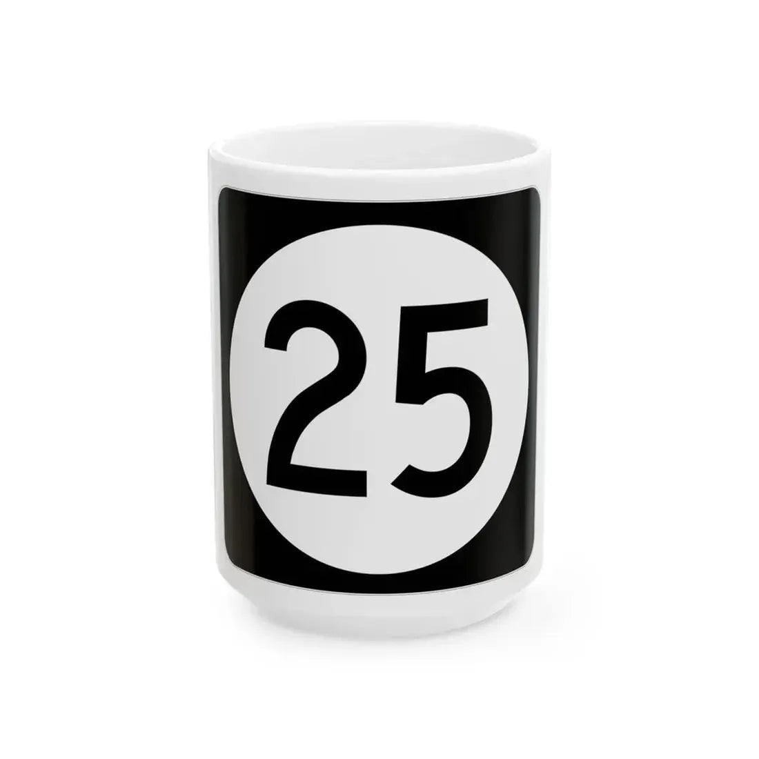 Iowa 25 (Iowa) (Road Sign) White Coffee Mug 15oz - Go Mug Yourself
