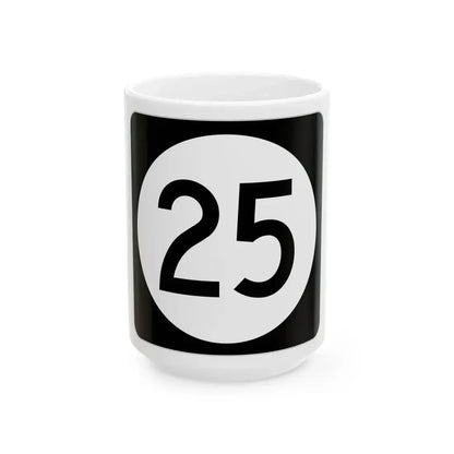 Iowa 25 (Iowa) (Road Sign) White Coffee Mug 15oz - Go Mug Yourself