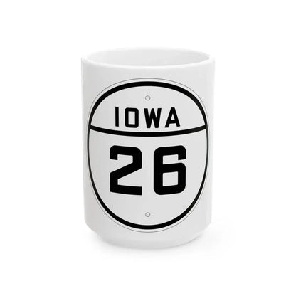 Iowa 26 1926 (Iowa) (Road Sign) White Coffee Mug 15oz - Go Mug Yourself