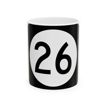 Iowa 26 (Iowa) (Road Sign) White Coffee Mug 11oz - Go Mug Yourself