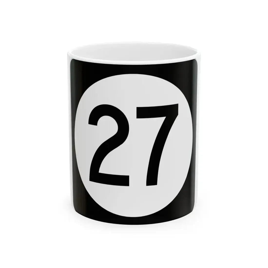 Iowa 27 (Iowa) (Road Sign) White Coffee Mug 11oz - Go Mug Yourself