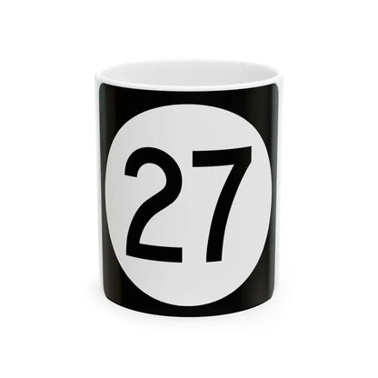 Iowa 27 (Iowa) (Road Sign) White Coffee Mug 11oz - Go Mug Yourself