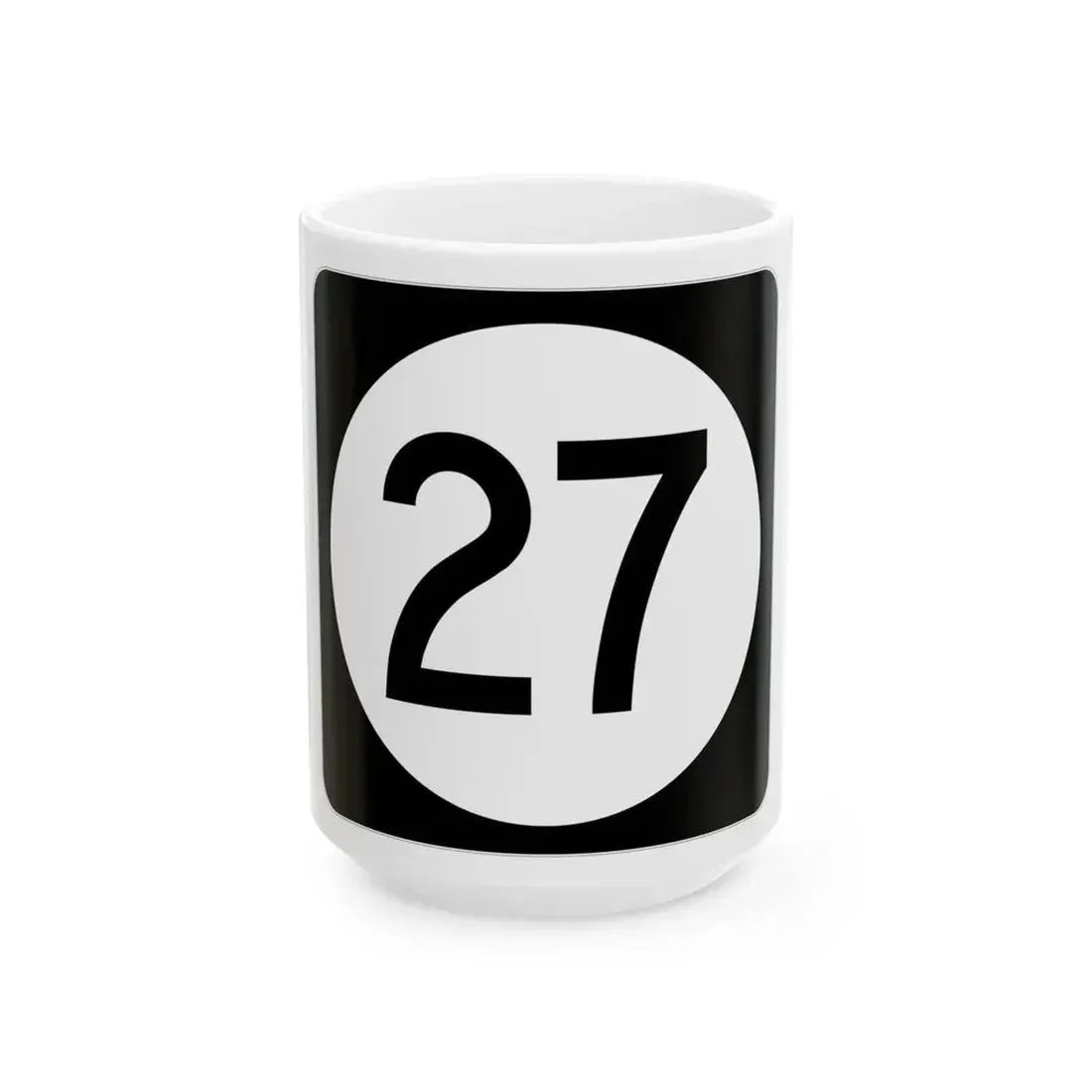 Iowa 27 (Iowa) (Road Sign) White Coffee Mug 15oz - Go Mug Yourself