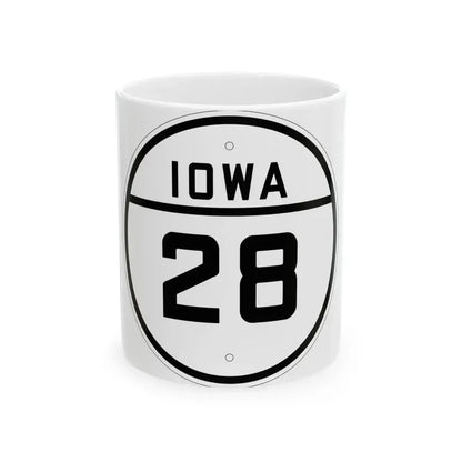 Iowa 28 1926 (Iowa) (Road Sign) White Coffee Mug 11oz - Go Mug Yourself