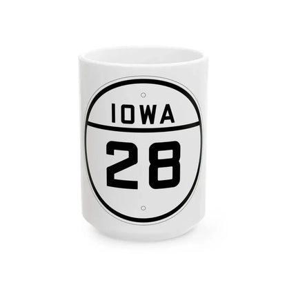 Iowa 28 1926 (Iowa) (Road Sign) White Coffee Mug 15oz - Go Mug Yourself
