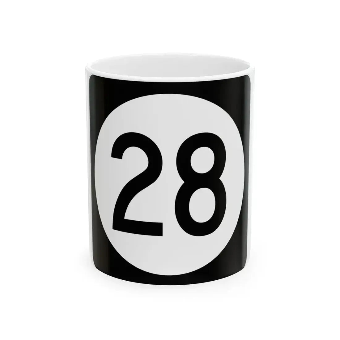 Iowa 28 (Iowa) (Road Sign) White Coffee Mug 11oz - Go Mug Yourself