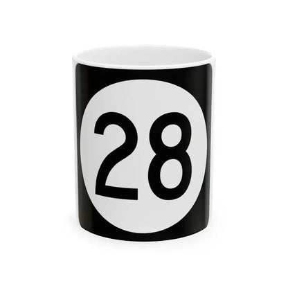 Iowa 28 (Iowa) (Road Sign) White Coffee Mug 11oz - Go Mug Yourself