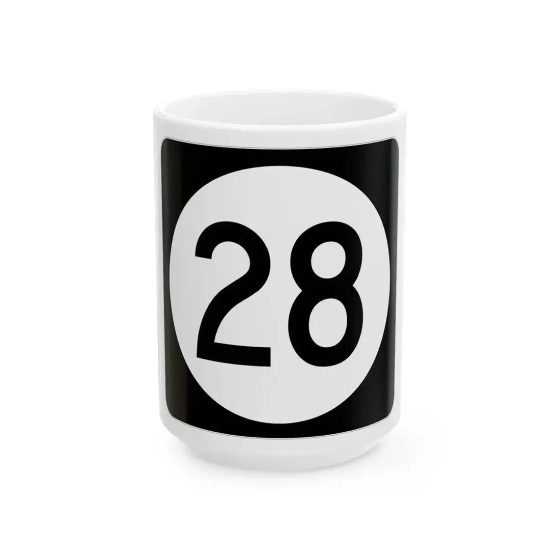 Iowa 28 (Iowa) (Road Sign) White Coffee Mug 15oz - Go Mug Yourself