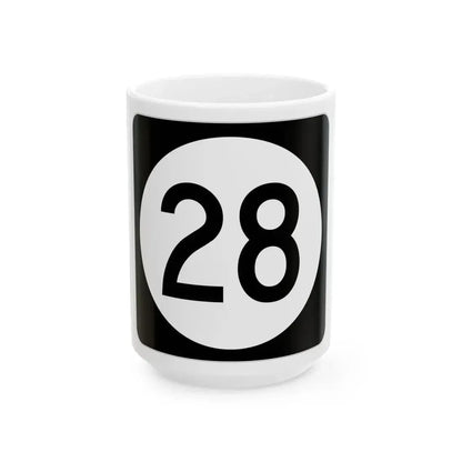 Iowa 28 (Iowa) (Road Sign) White Coffee Mug 15oz - Go Mug Yourself