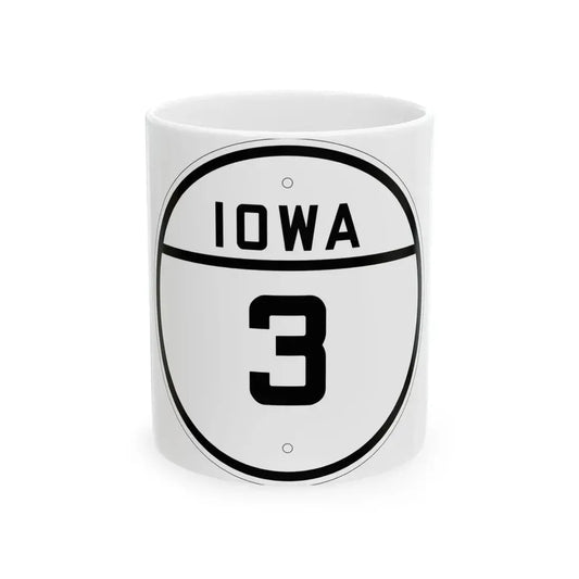 Iowa 3 1926 (Iowa) (Road Sign) White Coffee Mug 11oz - Go Mug Yourself