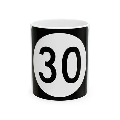 Iowa 30 (Iowa) (Road Sign) White Coffee Mug 11oz - Go Mug Yourself