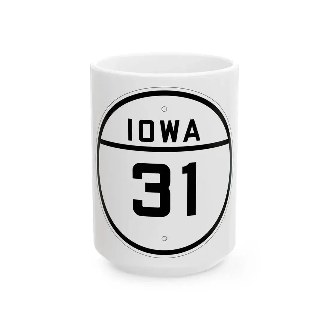 Iowa 31 1926 (Iowa) (Road Sign) White Coffee Mug 15oz - Go Mug Yourself