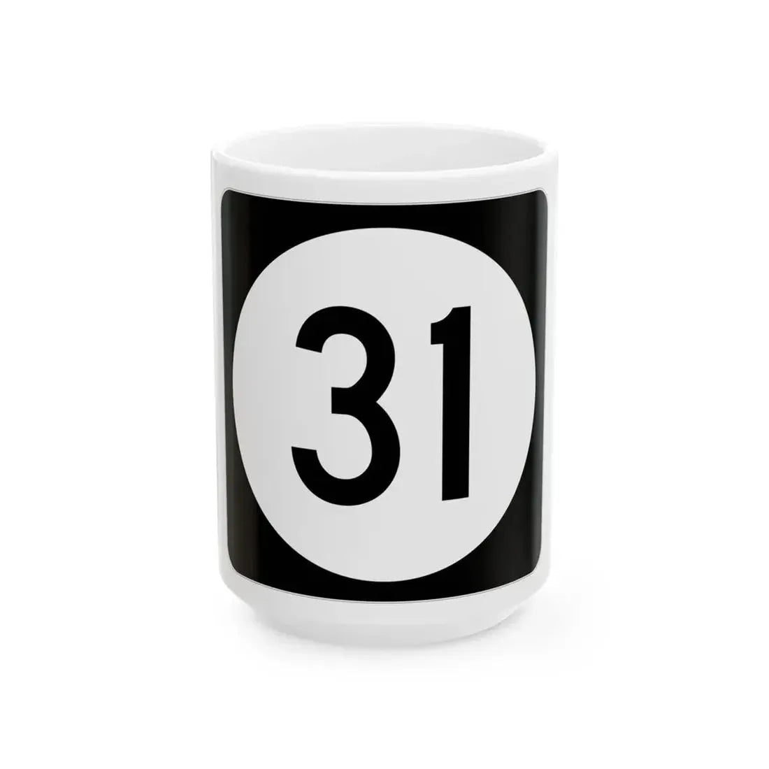 Iowa 31 (Iowa) (Road Sign) White Coffee Mug 15oz - Go Mug Yourself