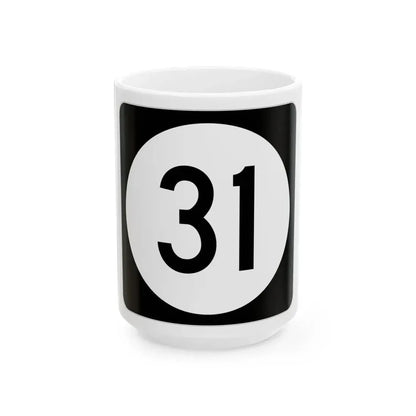 Iowa 31 (Iowa) (Road Sign) White Coffee Mug 15oz - Go Mug Yourself