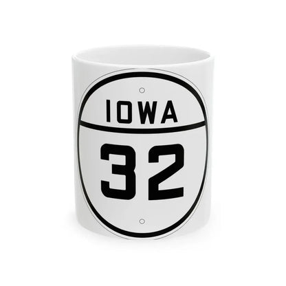 Iowa 32 1926 (Iowa) (Road Sign) White Coffee Mug 11oz - Go Mug Yourself