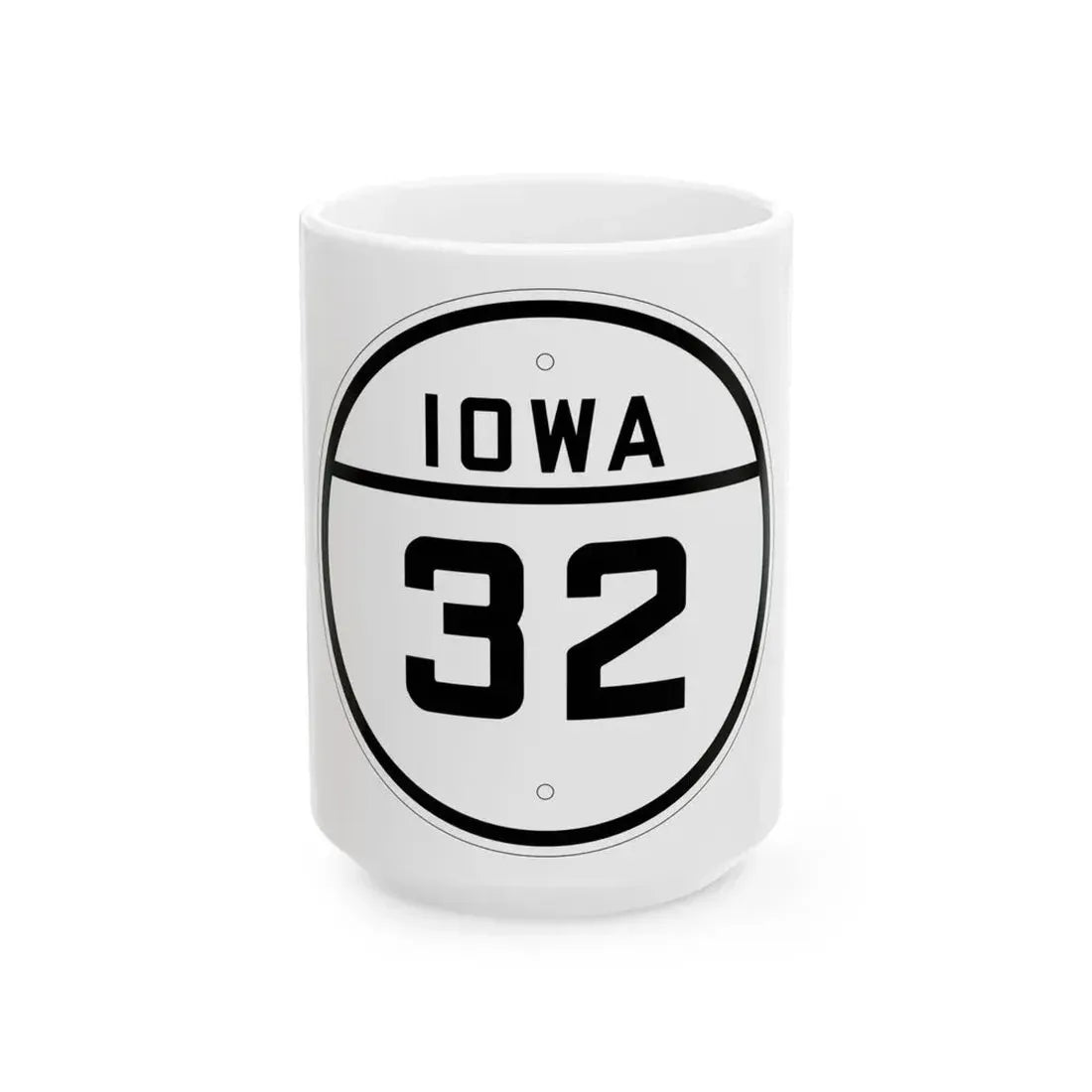 Iowa 32 1926 (Iowa) (Road Sign) White Coffee Mug 15oz - Go Mug Yourself