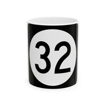 Iowa 32 (Iowa) (Road Sign) White Coffee Mug 11oz - Go Mug Yourself