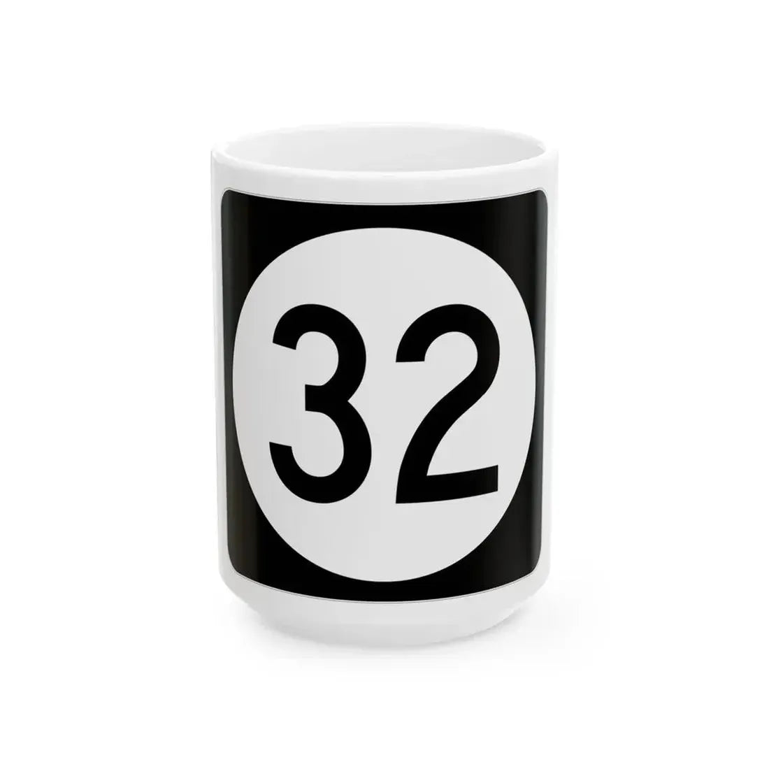 Iowa 32 (Iowa) (Road Sign) White Coffee Mug 15oz - Go Mug Yourself