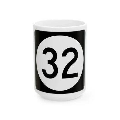 Iowa 32 (Iowa) (Road Sign) White Coffee Mug 15oz - Go Mug Yourself