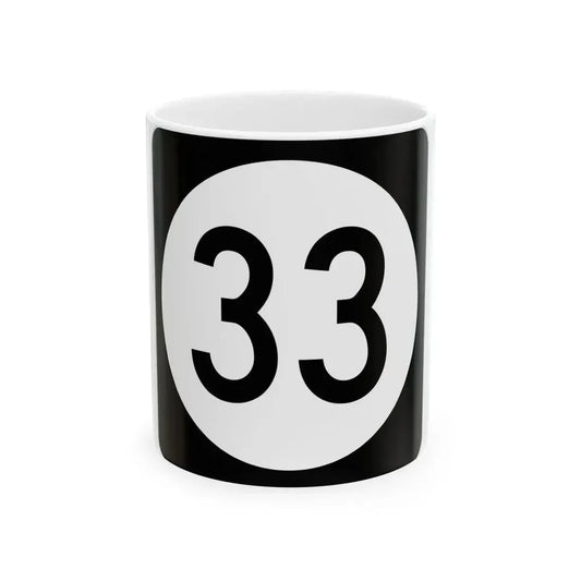 Iowa 33 (Iowa) (Road Sign) White Coffee Mug 11oz - Go Mug Yourself