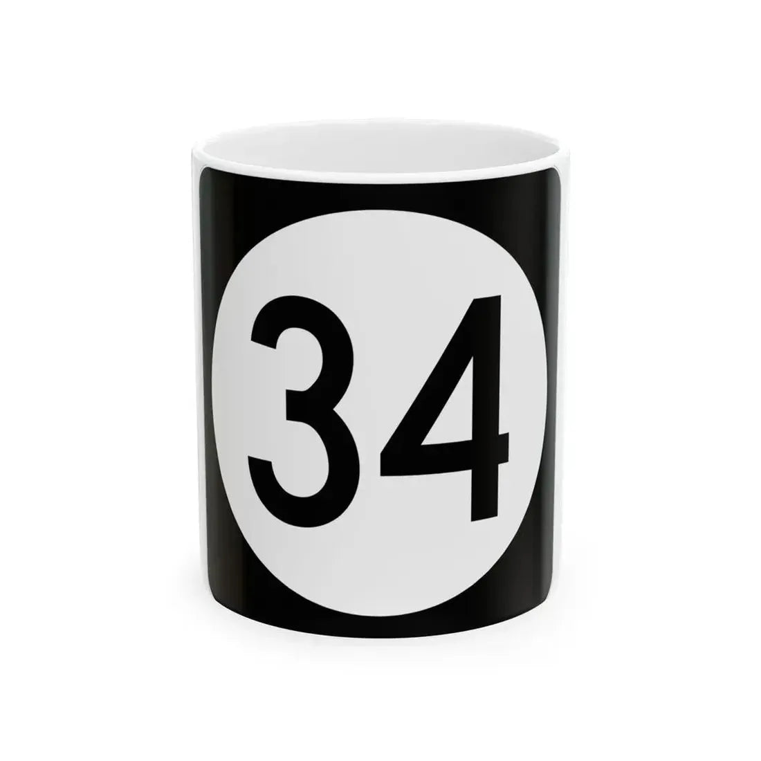 Iowa 34 (Iowa) (Road Sign) White Coffee Mug 11oz - Go Mug Yourself