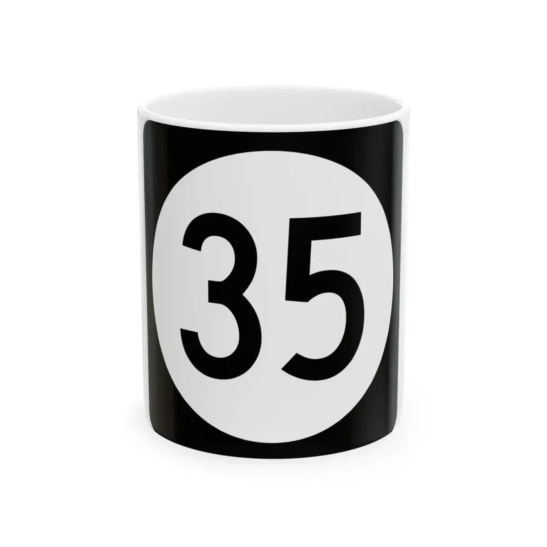 Iowa 35 (Iowa) (Road Sign) White Coffee Mug 11oz - Go Mug Yourself