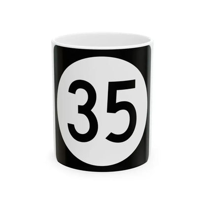 Iowa 35 (Iowa) (Road Sign) White Coffee Mug 11oz - Go Mug Yourself