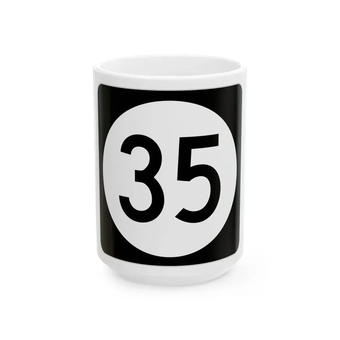 Iowa 35 (Iowa) (Road Sign) White Coffee Mug 15oz - Go Mug Yourself