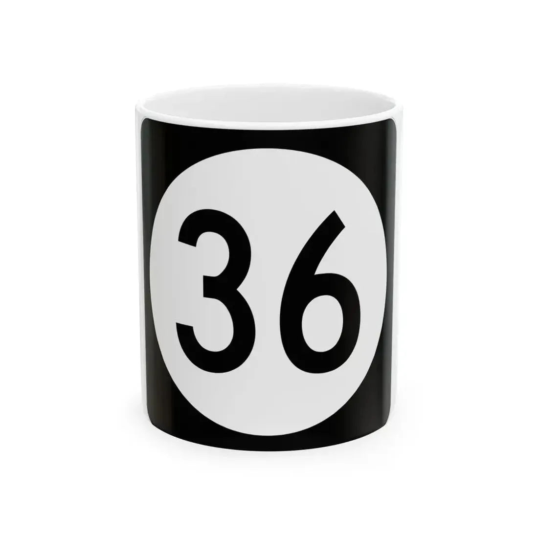 Iowa 36 (Iowa) (Road Sign) White Coffee Mug 11oz - Go Mug Yourself