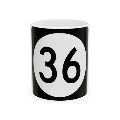 Iowa 36 (Iowa) (Road Sign) White Coffee Mug 11oz - Go Mug Yourself
