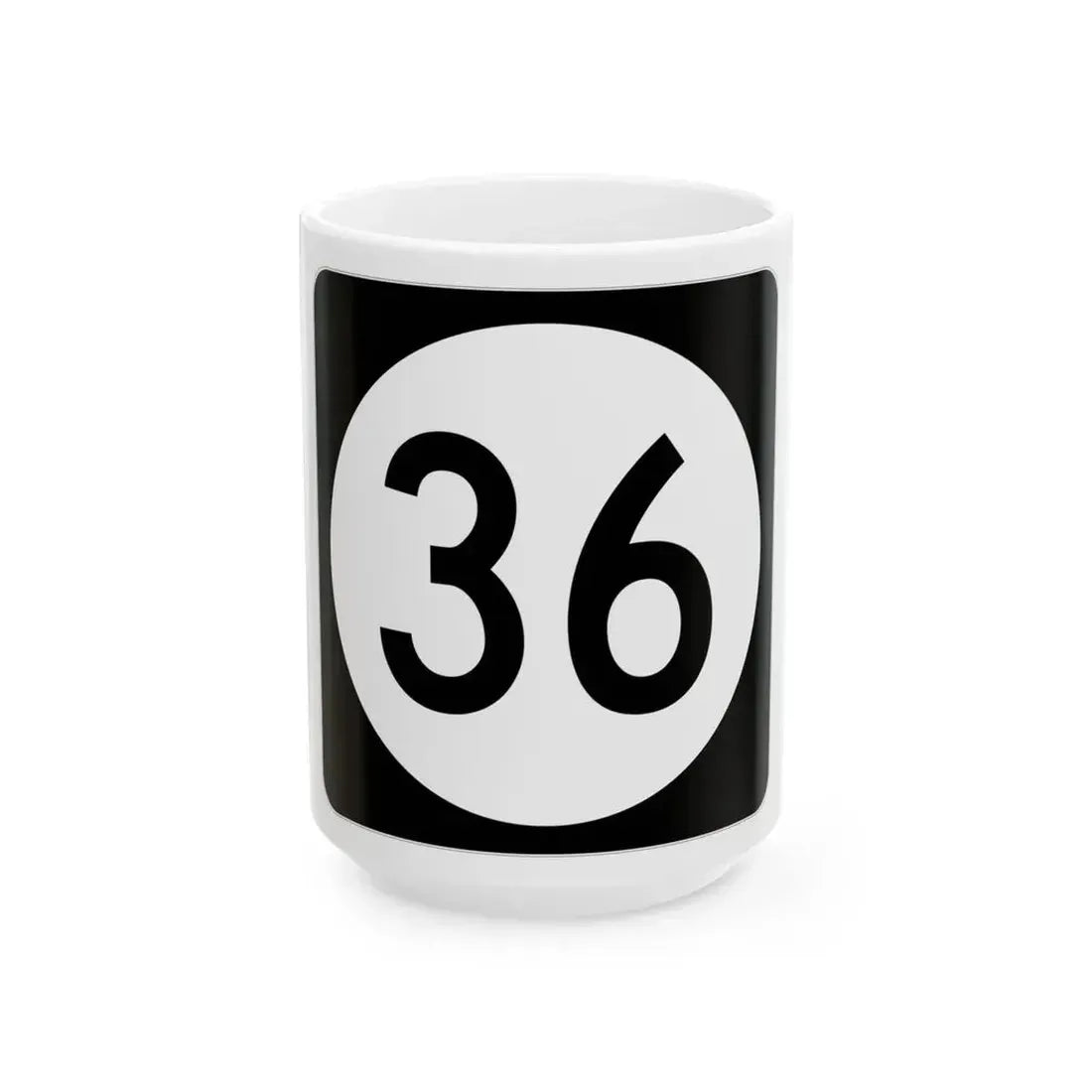 Iowa 36 (Iowa) (Road Sign) White Coffee Mug 15oz - Go Mug Yourself