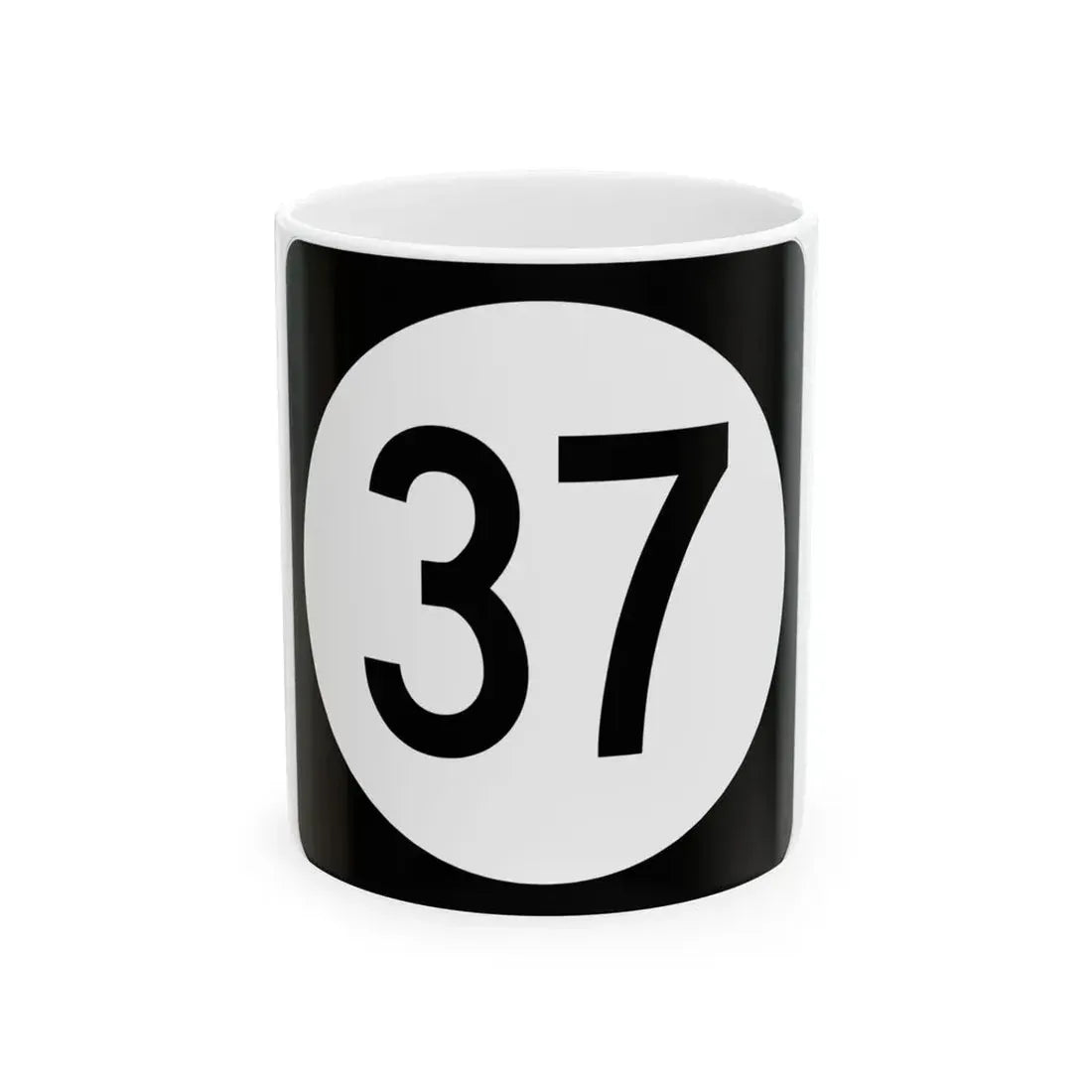 Iowa 37 (Iowa) (Road Sign) White Coffee Mug 11oz - Go Mug Yourself