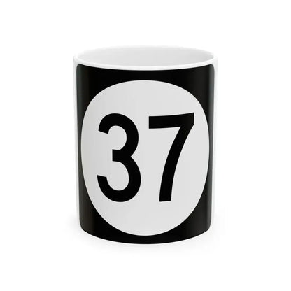 Iowa 37 (Iowa) (Road Sign) White Coffee Mug 11oz - Go Mug Yourself