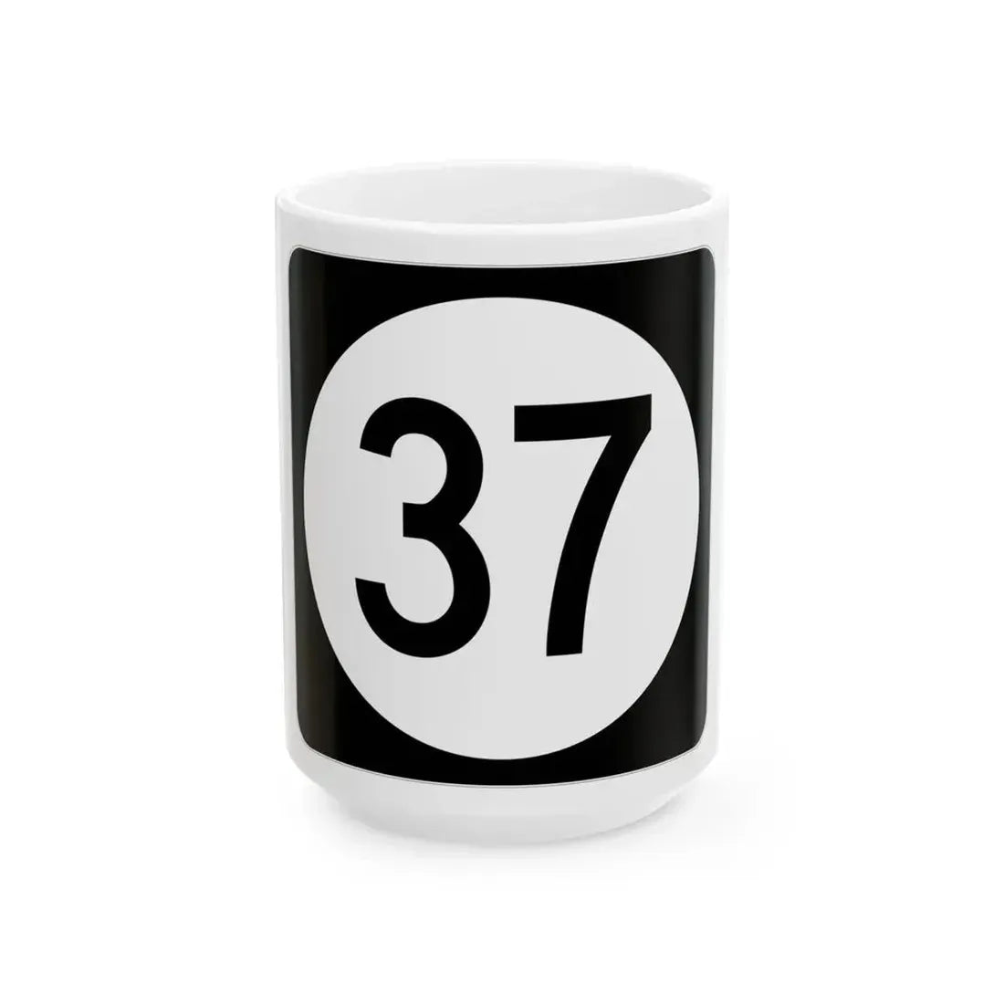Iowa 37 (Iowa) (Road Sign) White Coffee Mug 15oz - Go Mug Yourself