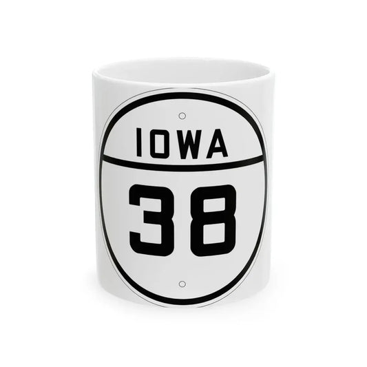 Iowa 38 1926 (Iowa) (Road Sign) White Coffee Mug 11oz - Go Mug Yourself