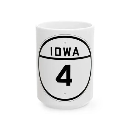 Iowa 4 1926 (Iowa) (Road Sign) White Coffee Mug 15oz - Go Mug Yourself