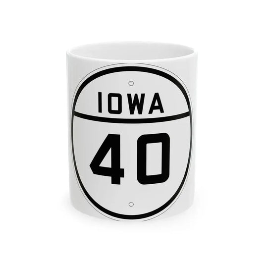 Iowa 40 1926 (Iowa) (Road Sign) White Coffee Mug 11oz - Go Mug Yourself