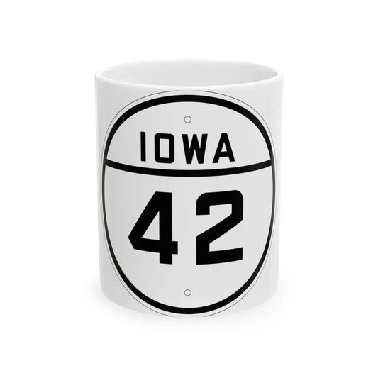 Iowa 42 1926 (Iowa) (Road Sign) White Coffee Mug 11oz - Go Mug Yourself