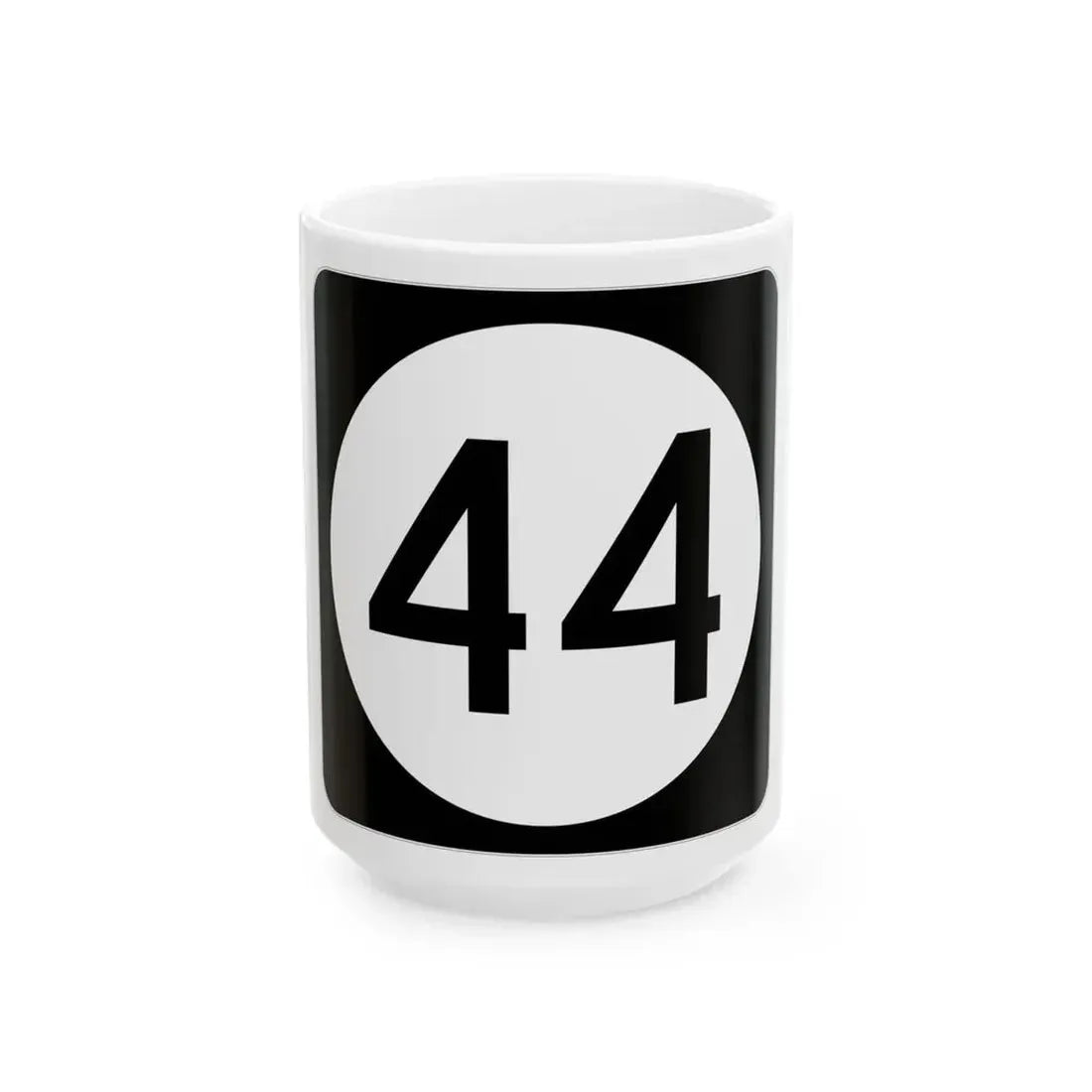 Iowa 44 (Iowa) (Road Sign) White Coffee Mug 15oz - Go Mug Yourself