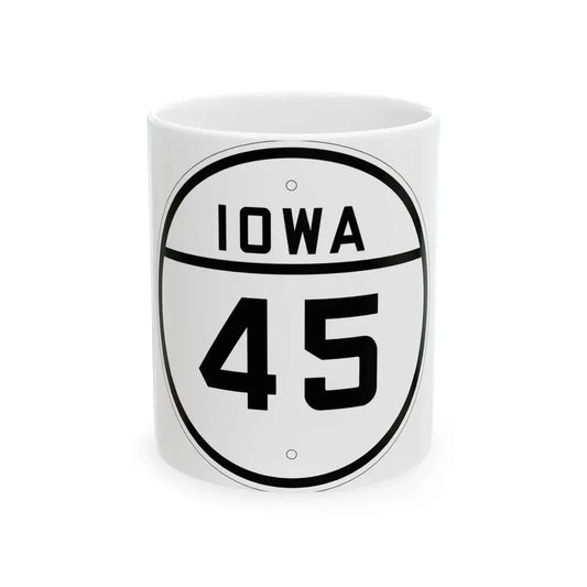 Iowa 45 1926 (Iowa) (Road Sign) White Coffee Mug 11oz - Go Mug Yourself