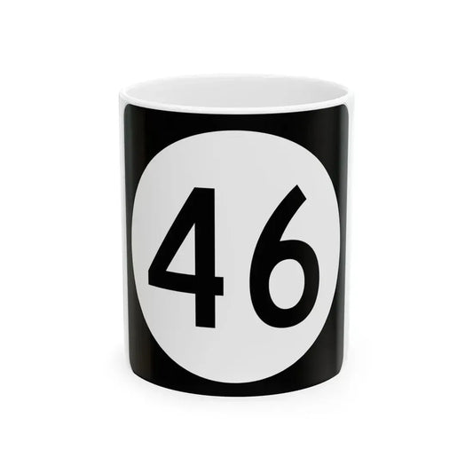 Iowa 46 (Iowa) (Road Sign) White Coffee Mug 11oz - Go Mug Yourself