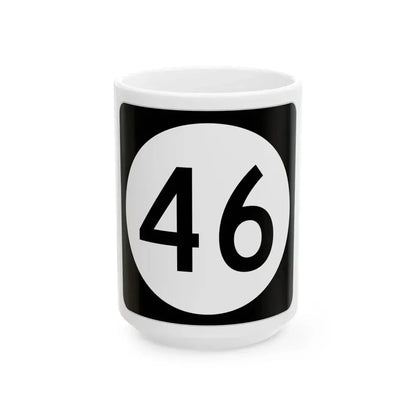 Iowa 46 (Iowa) (Road Sign) White Coffee Mug 15oz - Go Mug Yourself