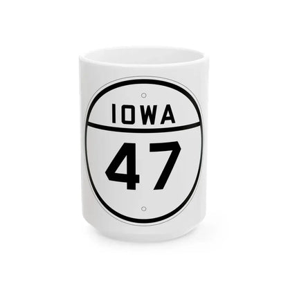 Iowa 47 1926 (Iowa) (Road Sign) White Coffee Mug 15oz - Go Mug Yourself