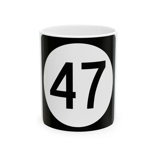 Iowa 47 (Iowa) (Road Sign) White Coffee Mug 11oz - Go Mug Yourself