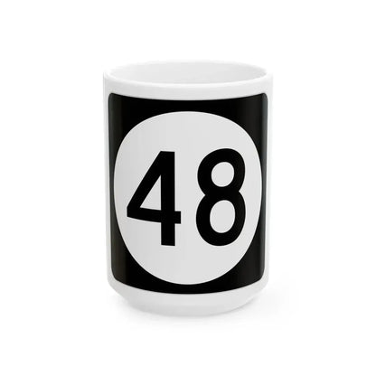 Iowa 48 (Iowa) (Road Sign) White Coffee Mug 15oz - Go Mug Yourself