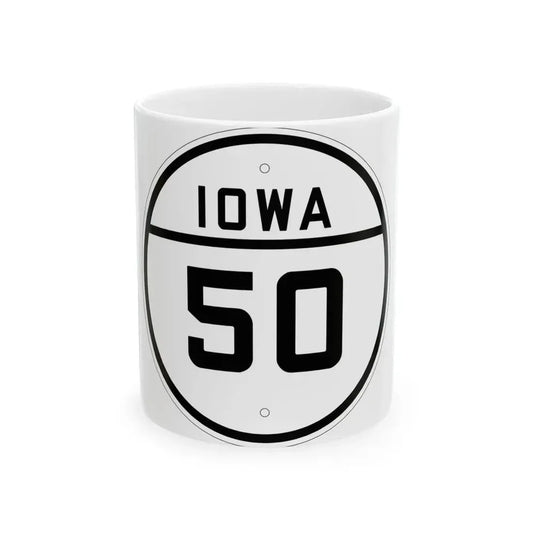 Iowa 50 1926 (Iowa) (Road Sign) White Coffee Mug 11oz - Go Mug Yourself