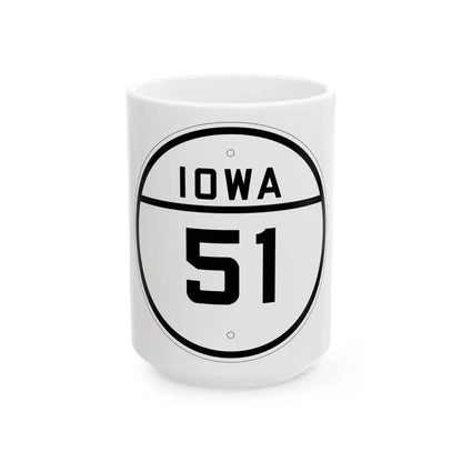 Iowa 51 1926 (Iowa) (Road Sign) White Coffee Mug 15oz - Go Mug Yourself