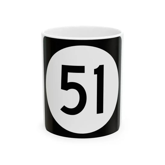 Iowa 51 (Iowa) (Road Sign) White Coffee Mug 11oz - Go Mug Yourself