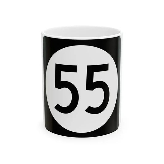 Iowa 55 (Iowa) (Road Sign) White Coffee Mug 11oz - Go Mug Yourself