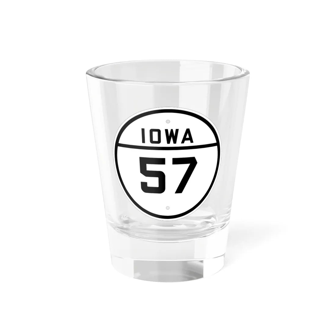 Iowa 57 1926 (Iowa) (Road Sign) Shot Glass 1.5oz 1.5oz - Go Mug Yourself